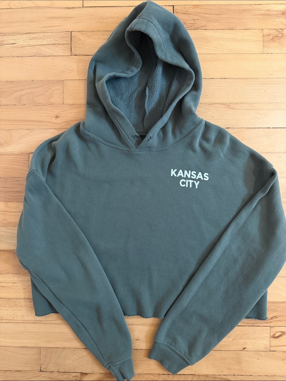 Kansas City Cropped Hooded Sweatshirt - olive Green